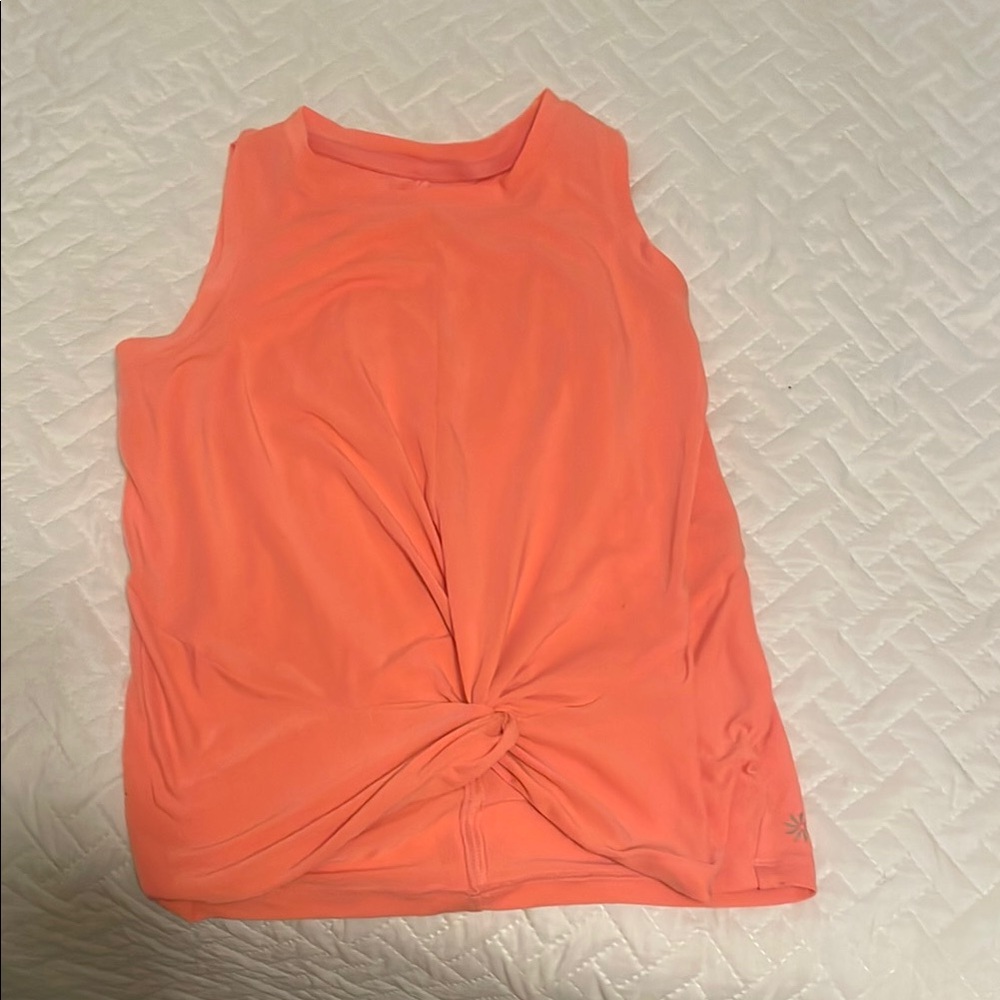 Athleta Orange Sleeveless Tie Front Tank Top